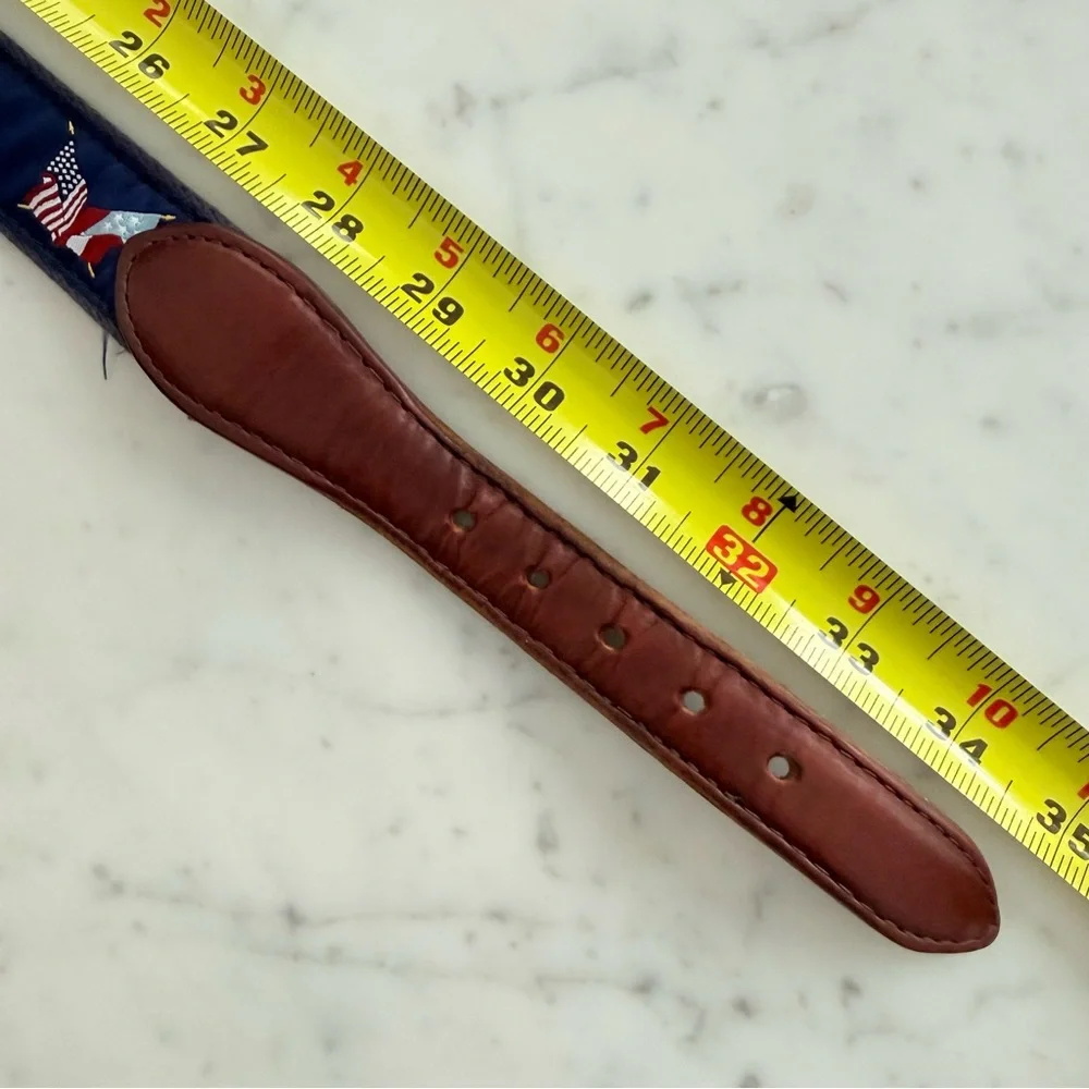 YRI Ribbon Belt in Navy Blue with Red, white and blue flags Size 30